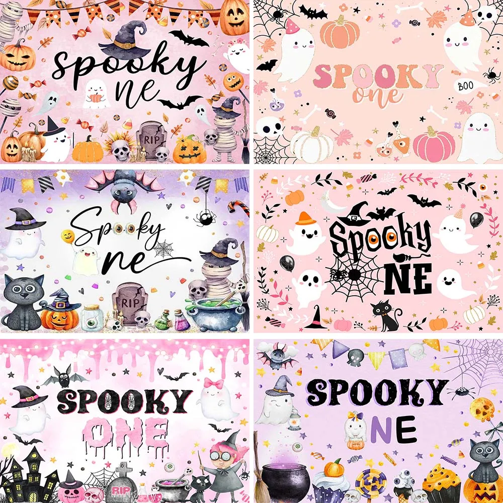 

Mocsicka Spooky One Halloween Backdrop Baby 1st Birthday Party Decor Bat Ghost Newborn Photography Background Photo Studio Props