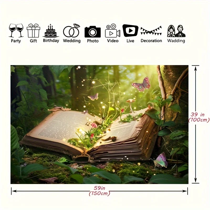 1pc Enchanted Forest Fairy Tale Birthday Theme Vinyl Perfect Party Decor Photography Props For Unforgettable Party Banner