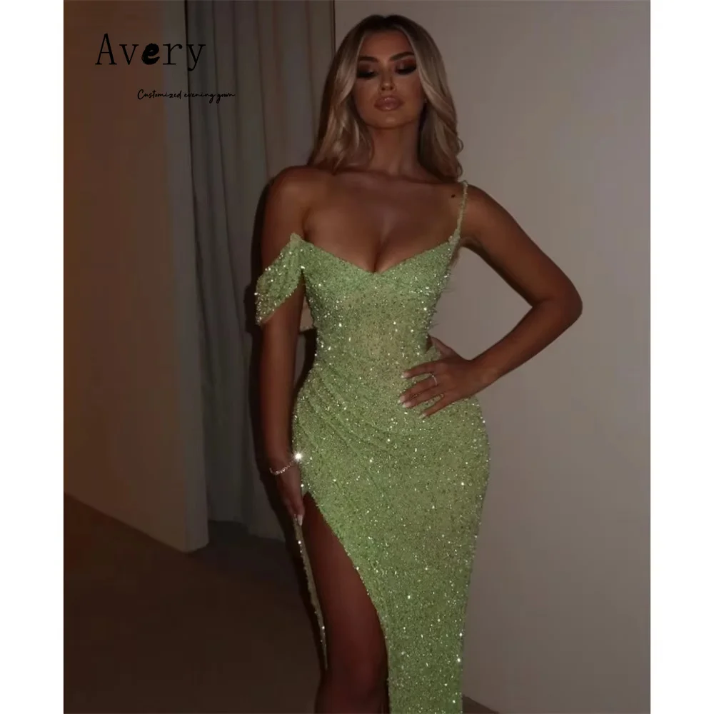 

Avery Custom Shiny Sweetheart Side Slit Sleeveless Long Prom Dress 2025 Chic Wedding Evening Dress Elegant Night Dresses Party