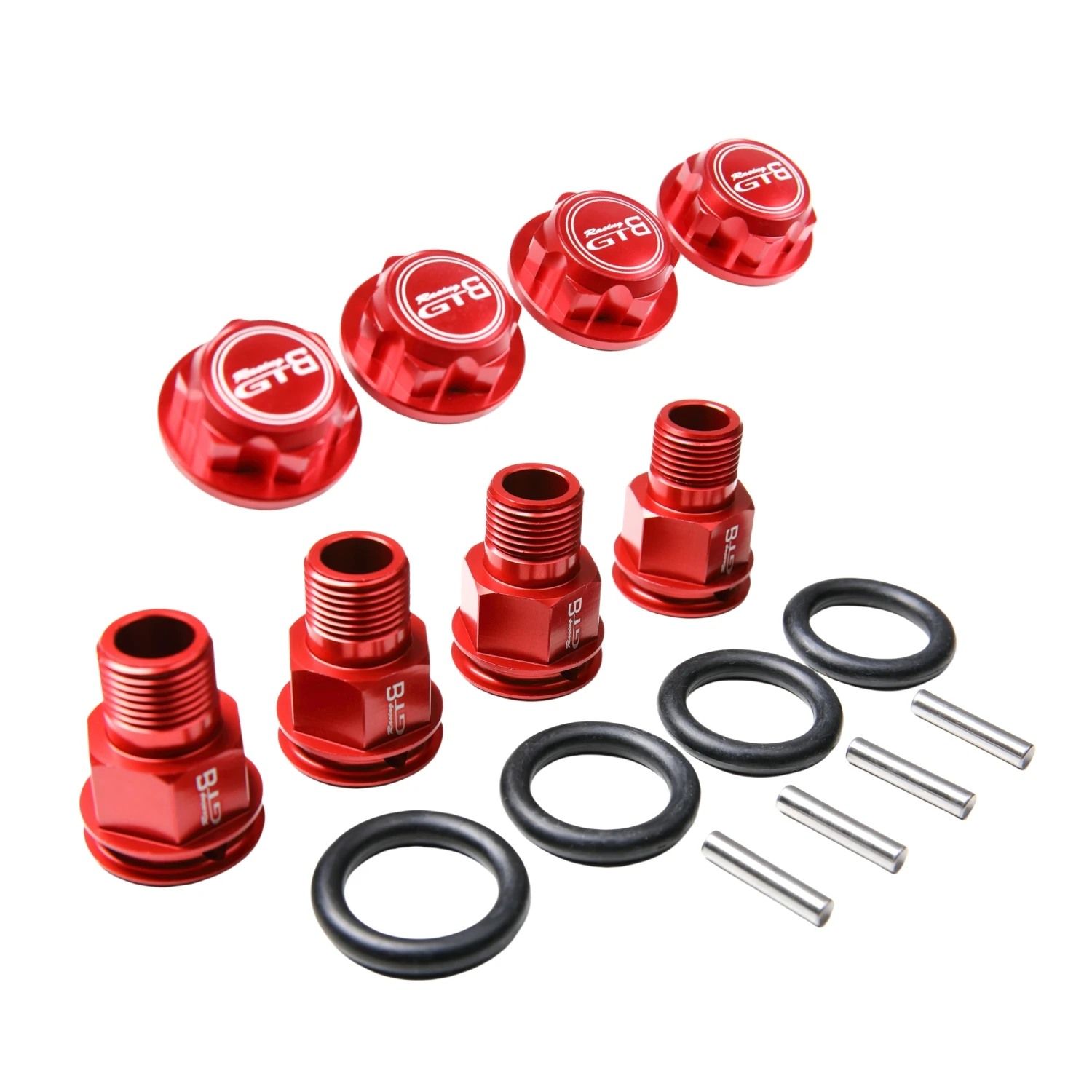 GTBRacing Aluminum Wheel Anti Dust Cap & Extender Nut Connector Set for RC 1/5 Car LOSI 5IVE T