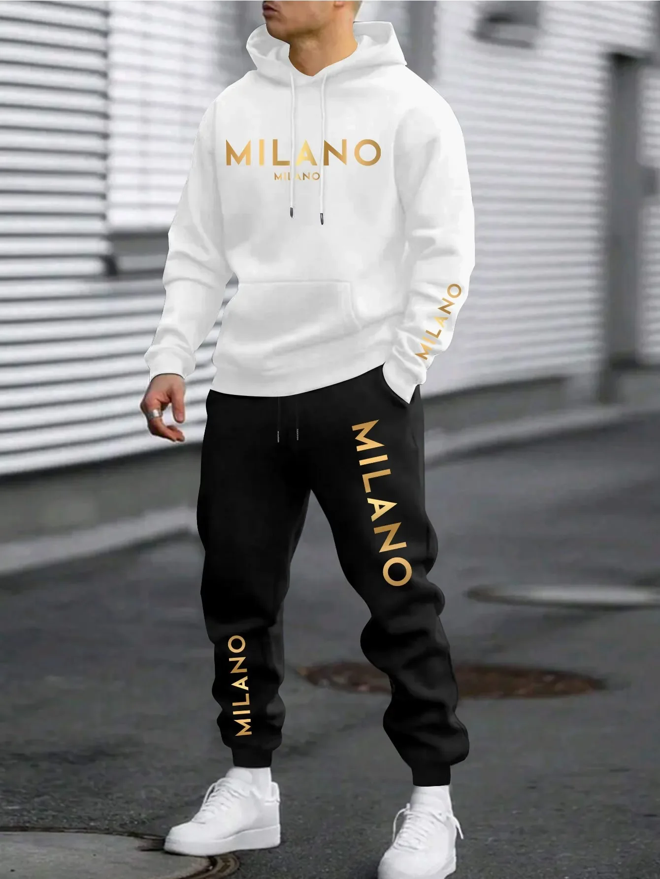 Ensemble sweat-shirt et pantalon imprimé style vacances pour homme, sweat-shirt décontracté de marque tendance style chinois