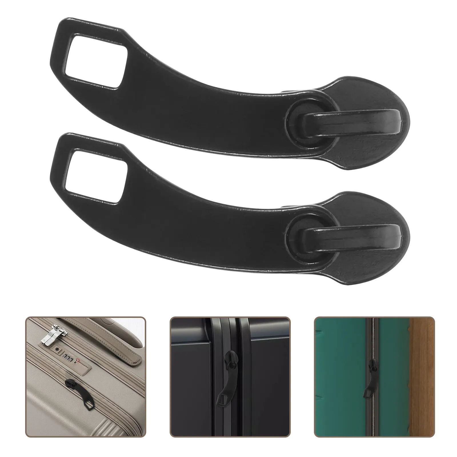 10PCS Black Zipper Slider Replacement Zinc Alloy Zipper Pull With Dual Layer Anti Explosion Universal For Suitcase, Bag, Tents