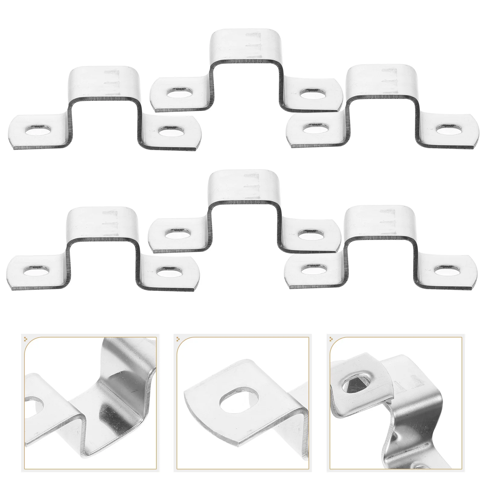 6 Pcs Stainless Steel Pipe Clamp U Shaped Bracket Tube Fasten The Fence Square Tubing Connector 304 Brackets for Mounting