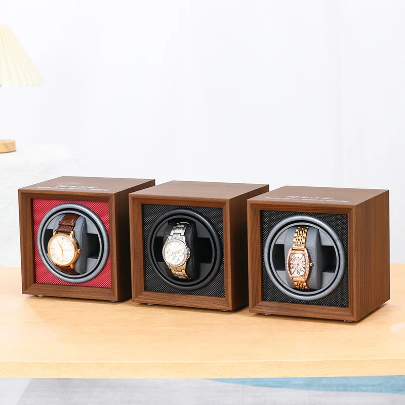 Black Walnut Household Vertical Watch Winder Single Watches Organizer Box Mechanical Watch Automatic Winding Device Accessories