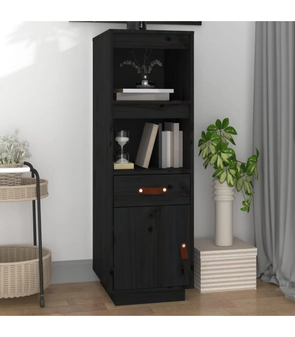 34x40x108,5 cm solid wood Black Pine High sideboards