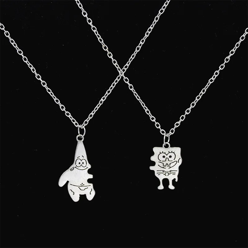 2Pcs/Set Fashion Best Friends Love Couple Pendant Necklace Cartoon Character Star Necklace Good Friends Jewelry Gifts Wholesale