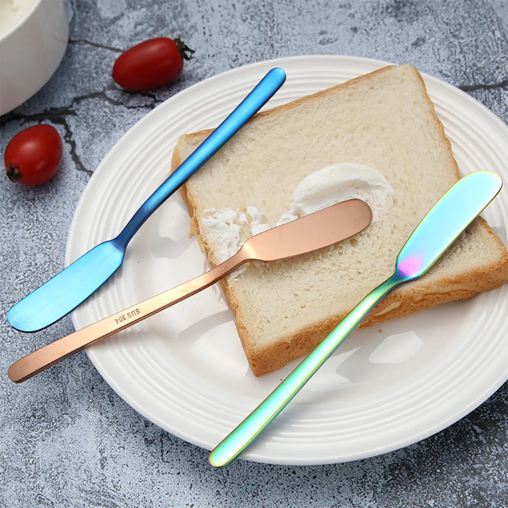 6Pcs Stainless Steel Butter Spreader Simple Elegant Mirror Polished Cream Jam Spatula Butter Piping Breakfast Spreads