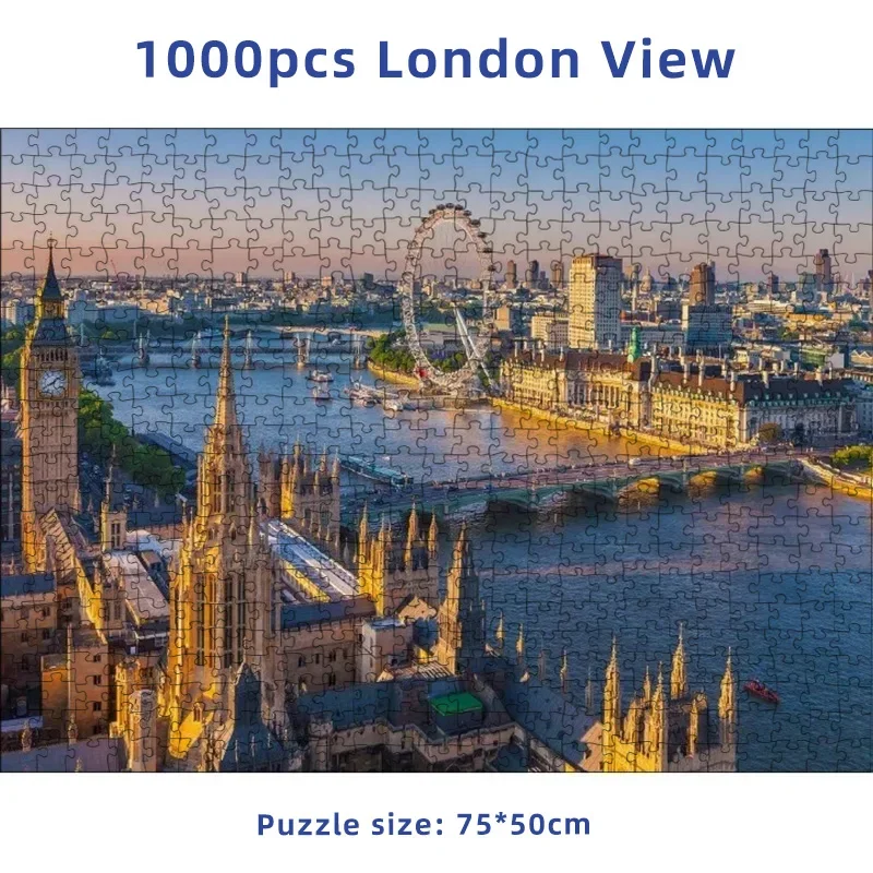 75*50cm Adult 1000Pcs Jigsaw Puzzle London View Stress Relief Entertainment Toys Paper Puzzles High Quality Christmas Gift