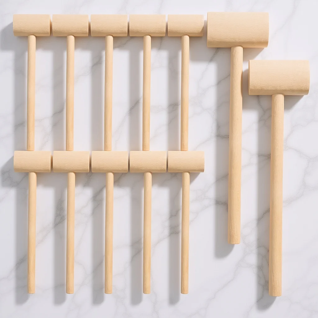 12 pezzi mazze di legno per bambini mini set di martelli legno massello liscio sicuro durevole impugnatura allenamento divertente maglio sviluppo bambino