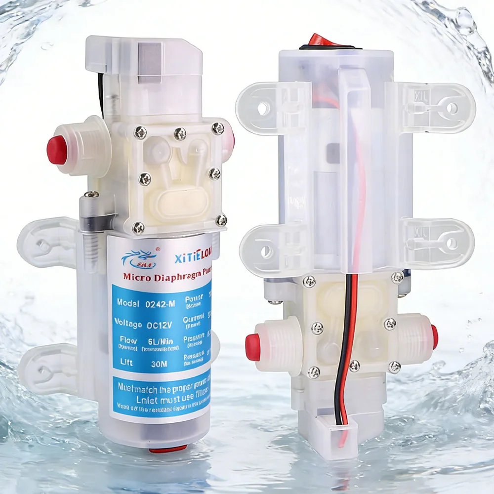 

70W 12V DC5521 Food-Grade Diaphragm Pump Push-button Switch Hygienic Micro Electric Water Pump for Brew Wine Juice Beer Making