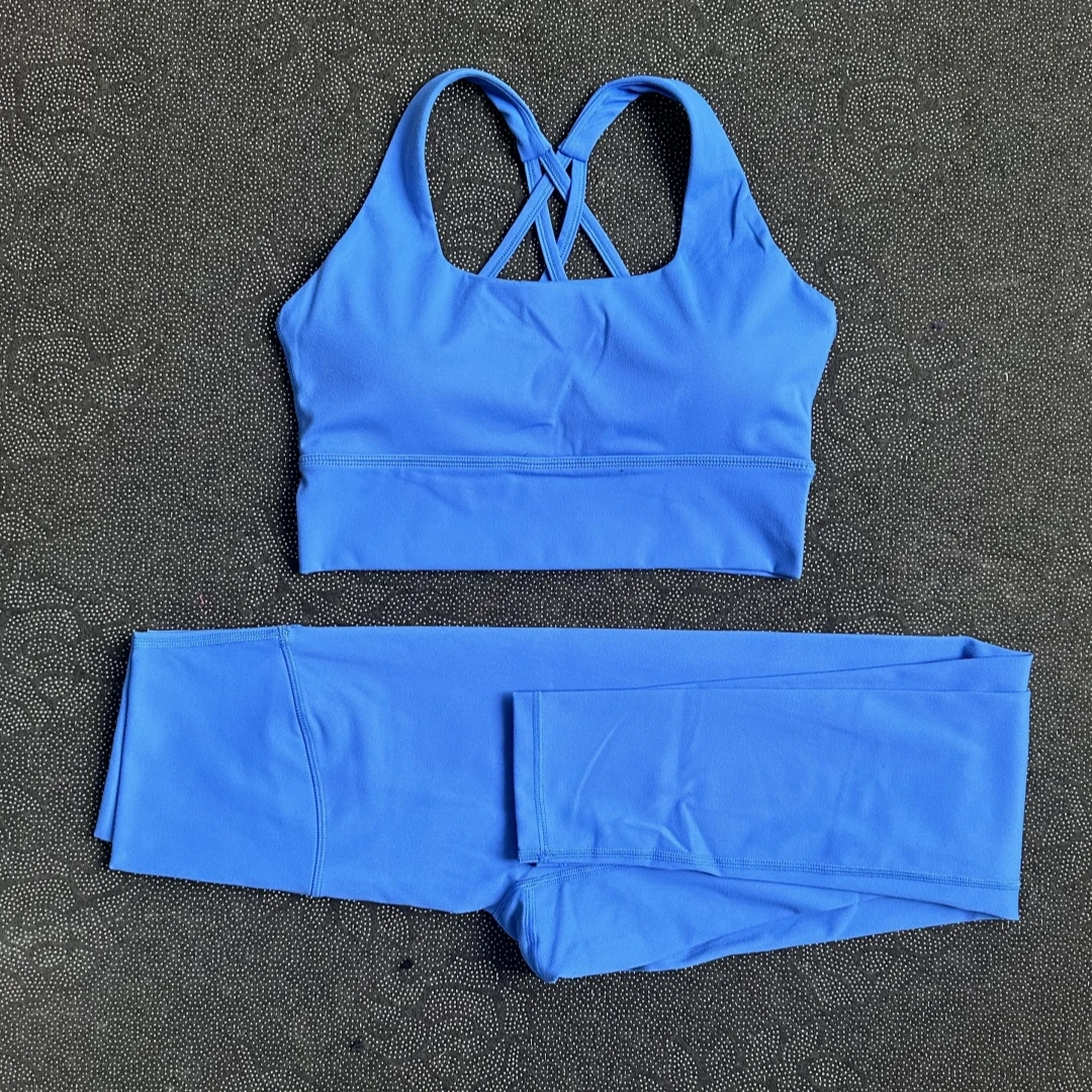 Solid Color Gym Yoga legging Set Soft Tight Women High Strength Fitness Bra With Sports Pant sportswear Proof of Squatting Proof