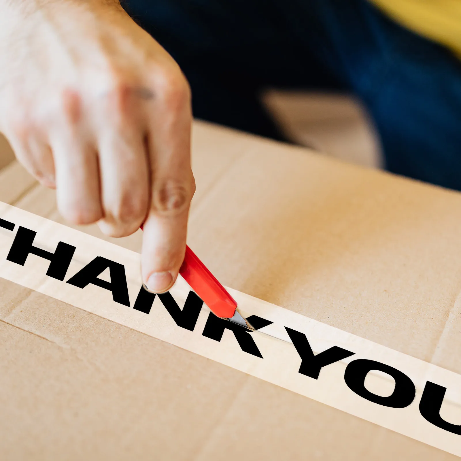 

1 Roll Stylish Thank You Printed Tape Strong Adhesive Decorative Tape for Gift Packaging and Home Decoration Use