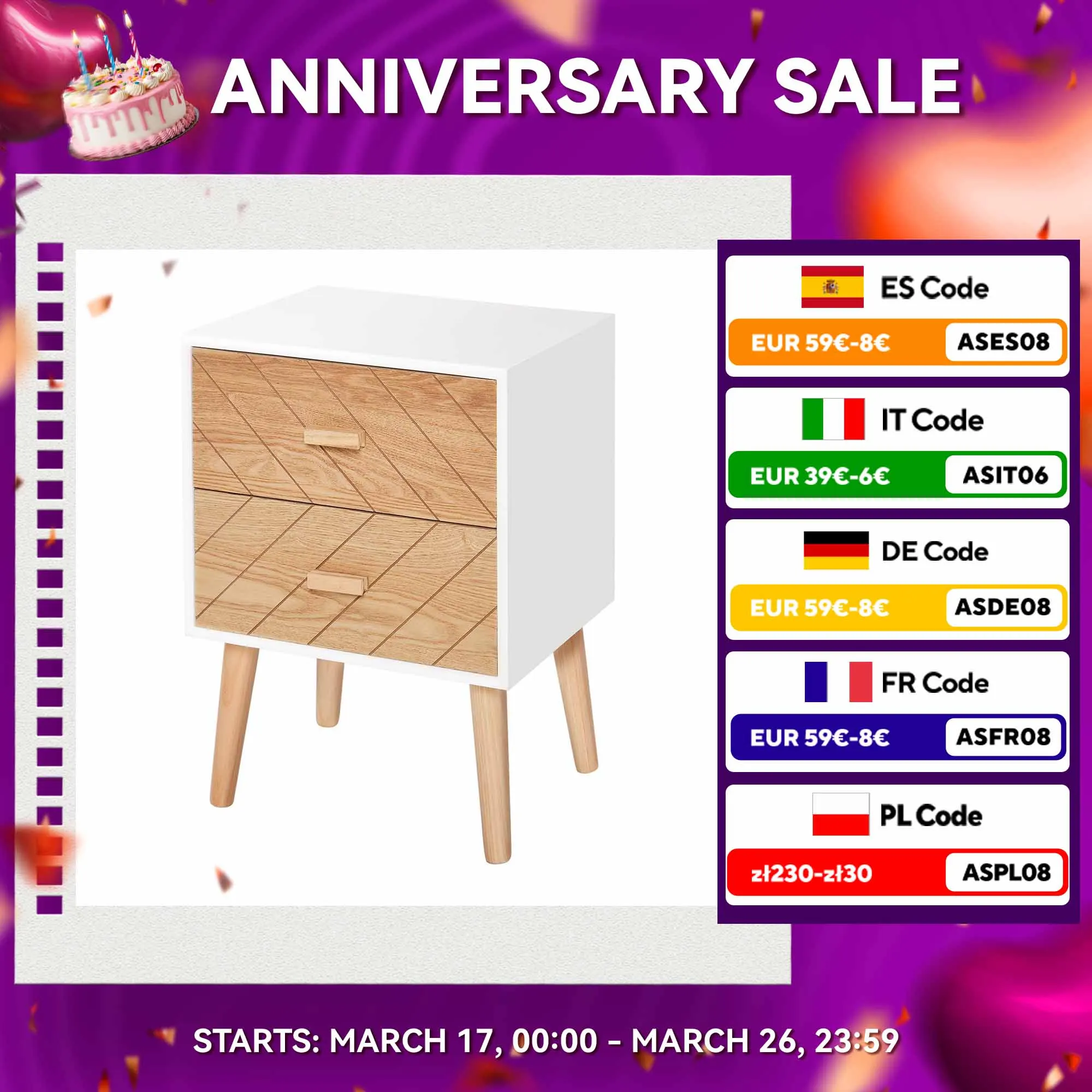 HOMCOM Mesita de Noche Madera Cajonera Comoda rul stica Mesilla Mueble Dormitorio