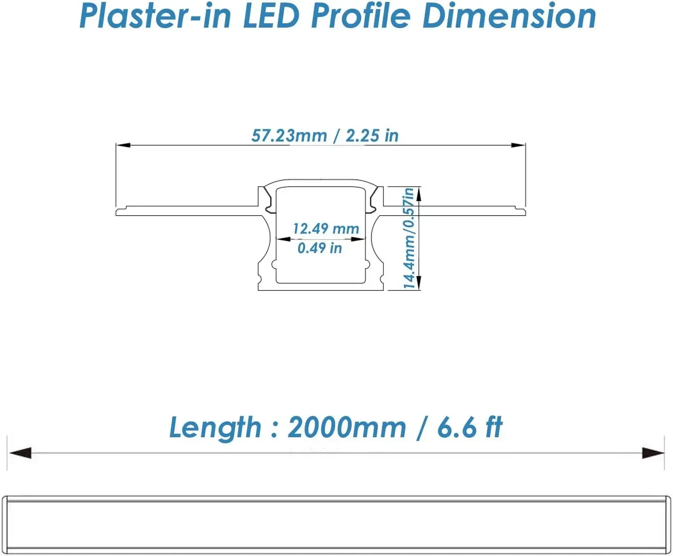 Drywall LED Aluminum Channel 20 Pack 6.6FT/2 Meter Trimless Recessed Plaster LED Light Strip Diffuser Aluminum Profile Channel A