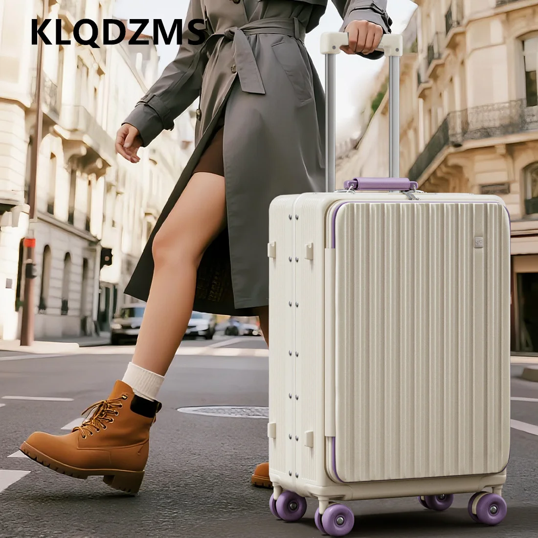 

KLQDZMS ABS + ПК чемодан 20 дюймов женский интернат 24 "26" 28 "мужской чемодан на колесиках большой вместимости универсальный чемодан на колесиках