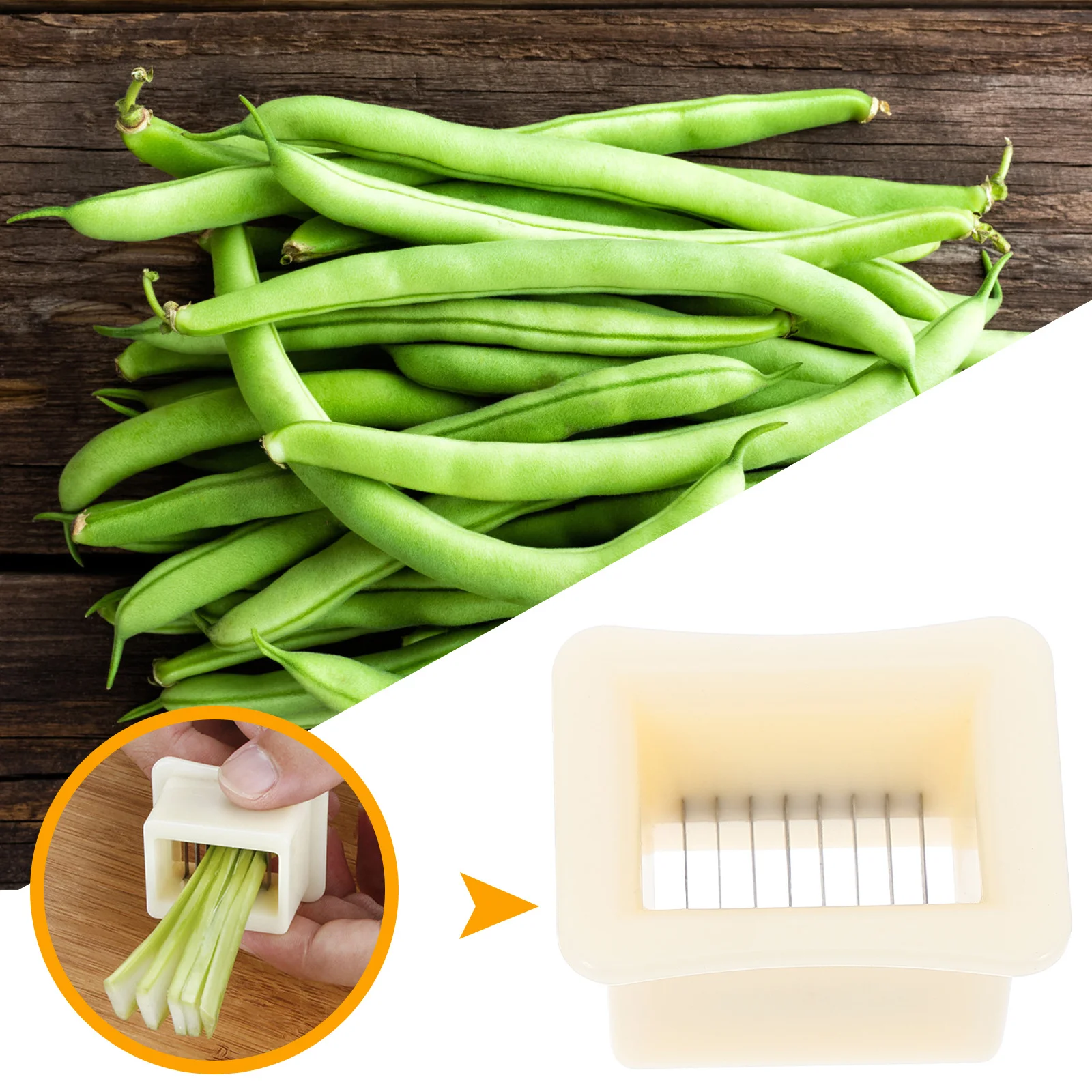 

2Pcs Compact Bean Cutter Slicer Handheld Vegetable Chopper with Round Handles Effortless Slicing for Home Kitchens and