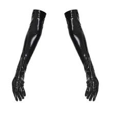 Long black latex fetish gloves for women #2