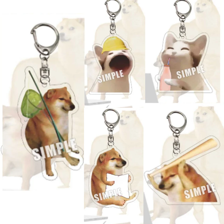 Pet Dog Cat Shape Anime Key Chains Cute Emoticon Doge Cheem Cat Keyring Car Pendant  Best Friends Gifts Pet Cat Dog Key Pendant