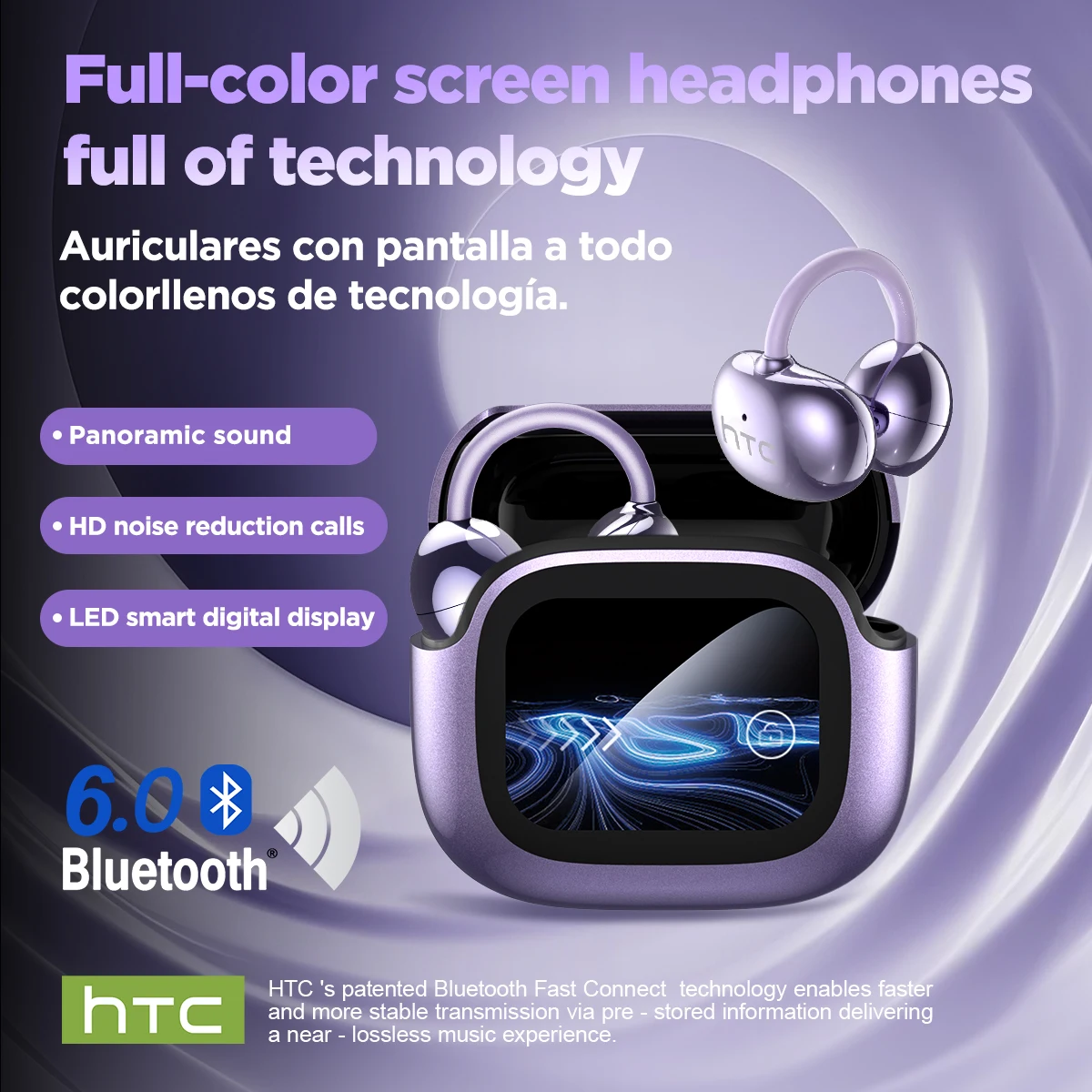 Bluetooth Wireless Headset HTC NE32 TWS Bluetooth 6.0 HiFi Sound IPX5 Waterproof Wireless Earbuds Headphones Type C Choice — product photo 1 of 1