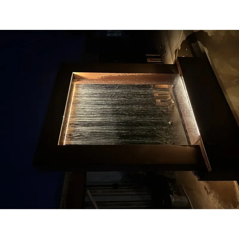 for Modern Steel Waterfall Garden Decorative Water Feature with LED Lights Weather and Corrosion Resistant Art