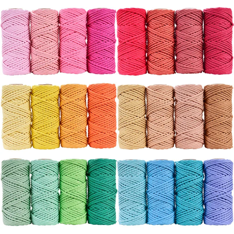 

100% Macrame Cotton Cord Colorful 5mm 50m Twine String Natural Cotton Rope DIY Crafts Knitting Cords DIY Apparel Sewing Supplies