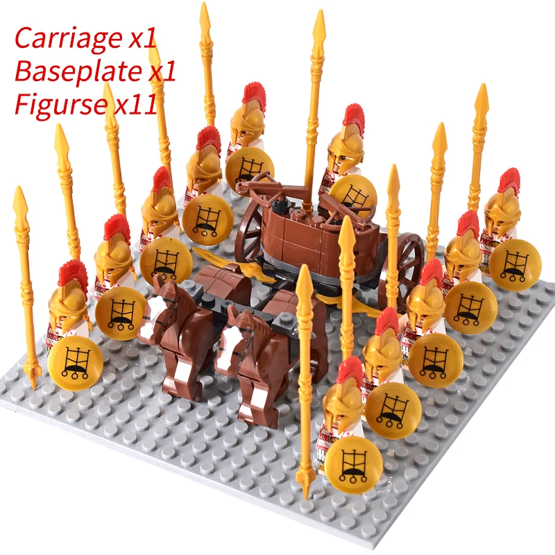 Medieval Knights mini Action Figures Building Blocks Roman Spartan Chariot Carriage Soldier War Horse Bricks Toys for Kids Gifts