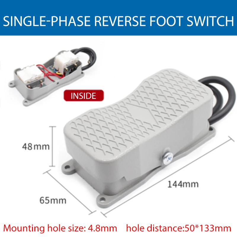 Foot Switch Pedal Push Button Controller YDT1-20 101 Reverse With Wire Aluminum Case Double Control Single Three Phase Motor