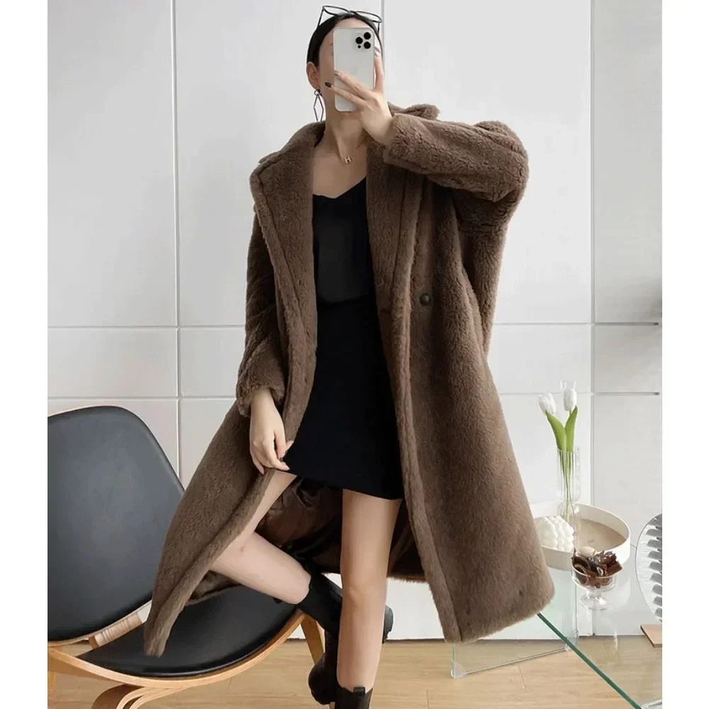 Women\'s Winter Teddy Plush Coat High Quality Alpaca Coat Women\'s Grain Wool Warm Coat Winter Fashion Jacket Custom Size XXL