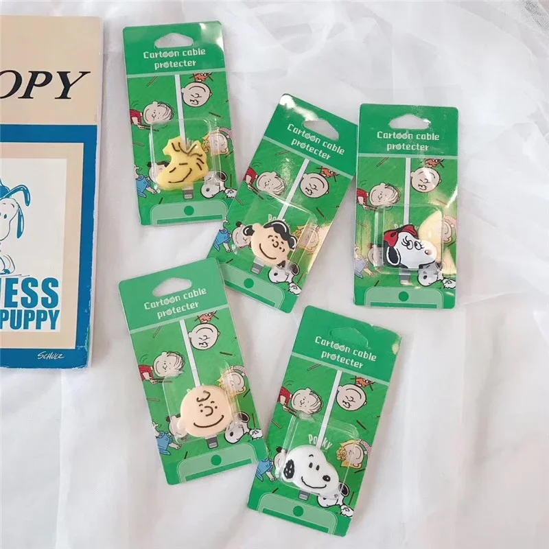 1Pcs Snoopy Charlie Charger Cable Data Protector Earphone Wire Cord Protection Cover for Iphone Data Cable Break-Resistant Gift