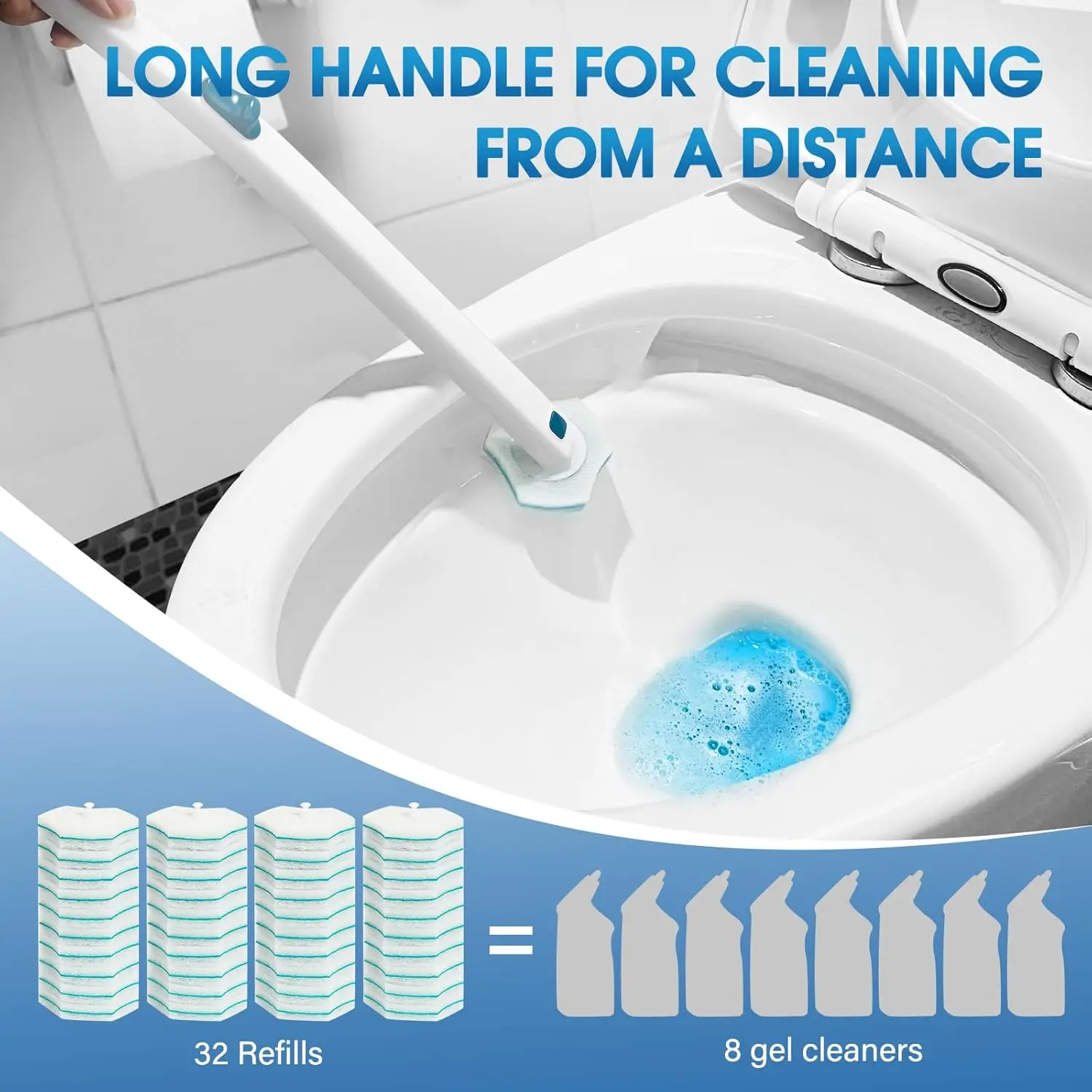 Disposable Toilet Brush Refills 32 Count - Deep Cleaning Pads with Sponge Head for Toilet Bowl view 5