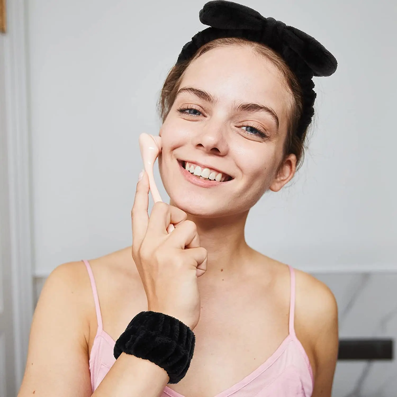 3pc/set  Women Coral Fleece Face Washing Headband Absorbent Wristband Set Soft Hair Accessories