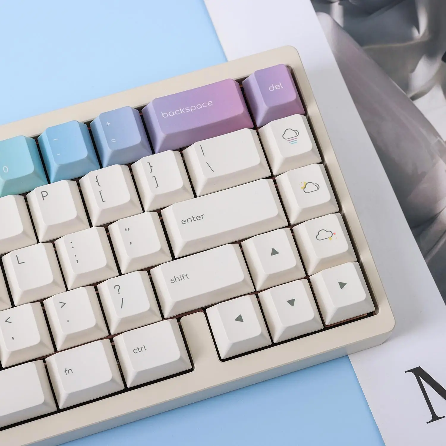 Minimalism The Rainbow Theme Keycaps Set PBT Cherry Profile Custom Original Handmade Keycaps for Mechanical Keyboard Accessories