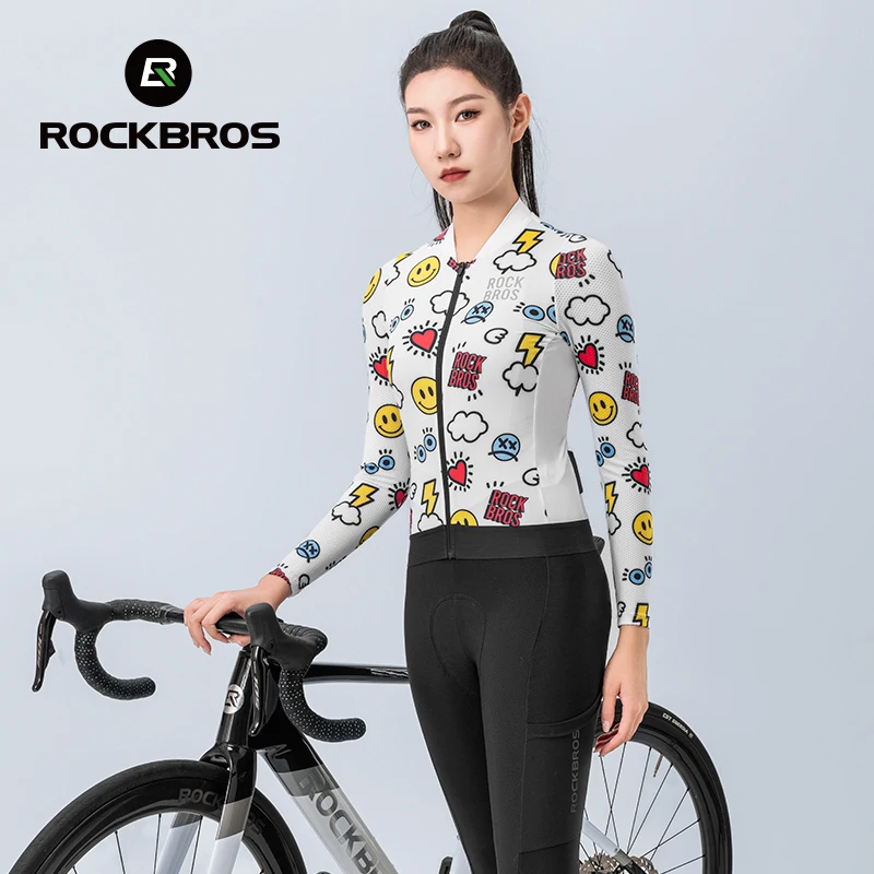 

ROCKBROS Cycling Suits Women Long-Sleeved Tops Bicycle Sports Road Mountain Bike Suits Breathable Fast Drying Spring And Summer