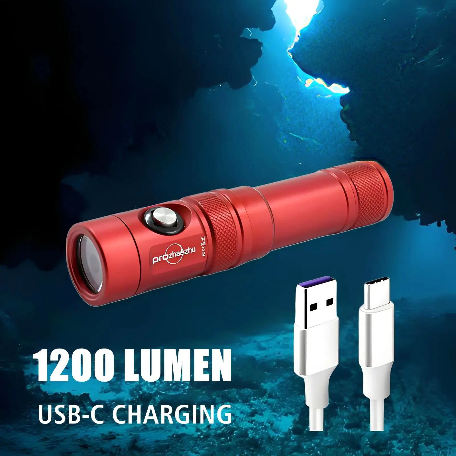 

IP68 Waterproof 100M LED Flashlight 21700 Rechargeable Torch Light for Diving Product Category Diving Lights
