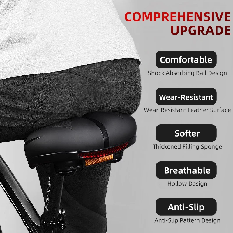 WEST BIKING Comfortable Bicycle Saddle Thicken Shock Absorption MTB Road Bike Cushion Cycling Big Butt Seat Bike Accessories