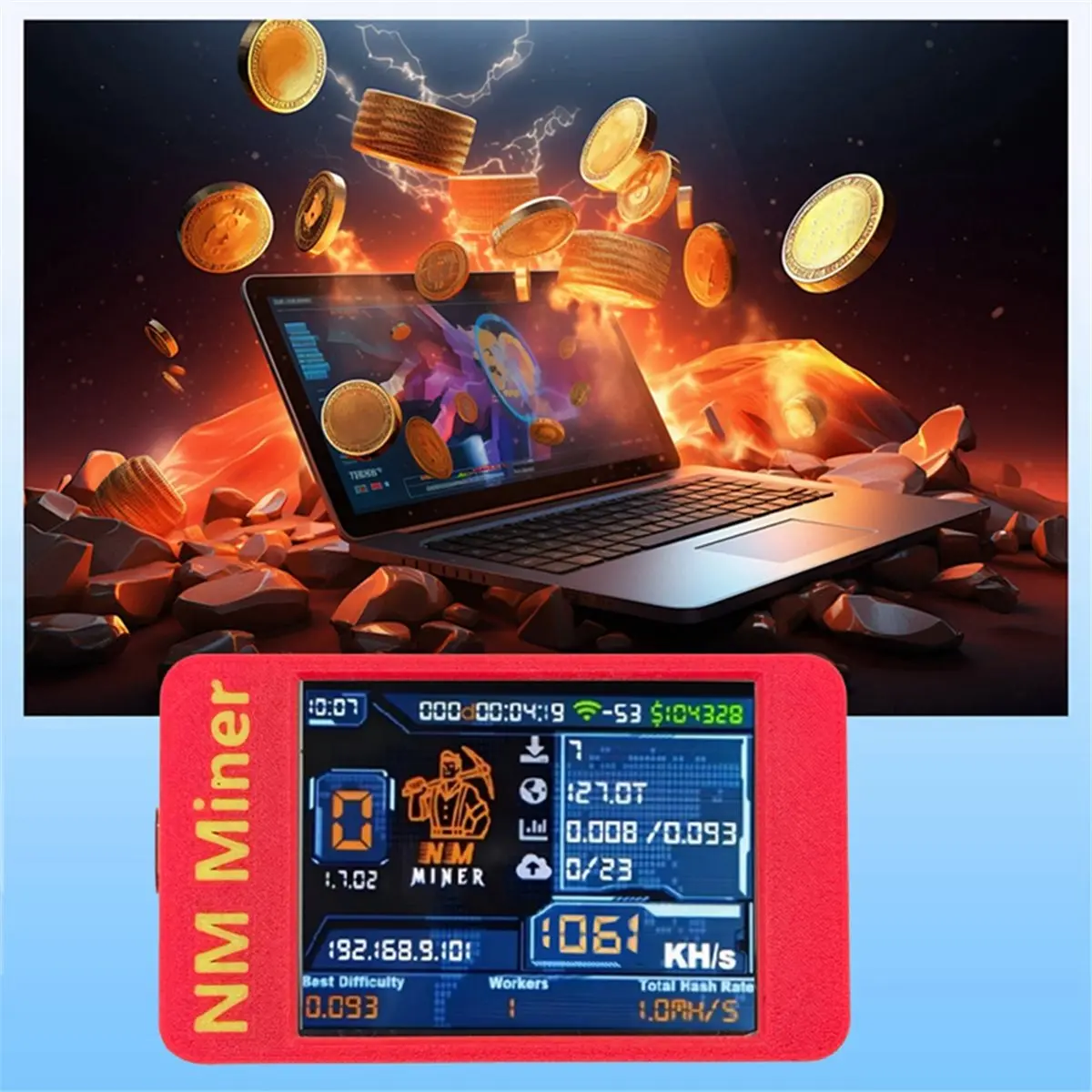 1061KH/S PRO BTC Solo Miner 2.8 Inch Color Display Bitcoin Crypto Solo Lottery Miner Home Use BTC