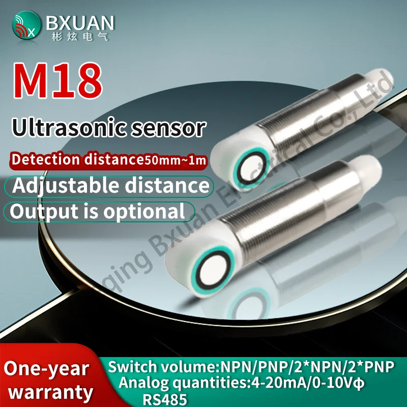 M18 Ultrasonic Ranging Sensor  detection distance  UB500/UB1000 Ultrasonic Distance Sensor  Switching NPN/PNP analog 4-20mA