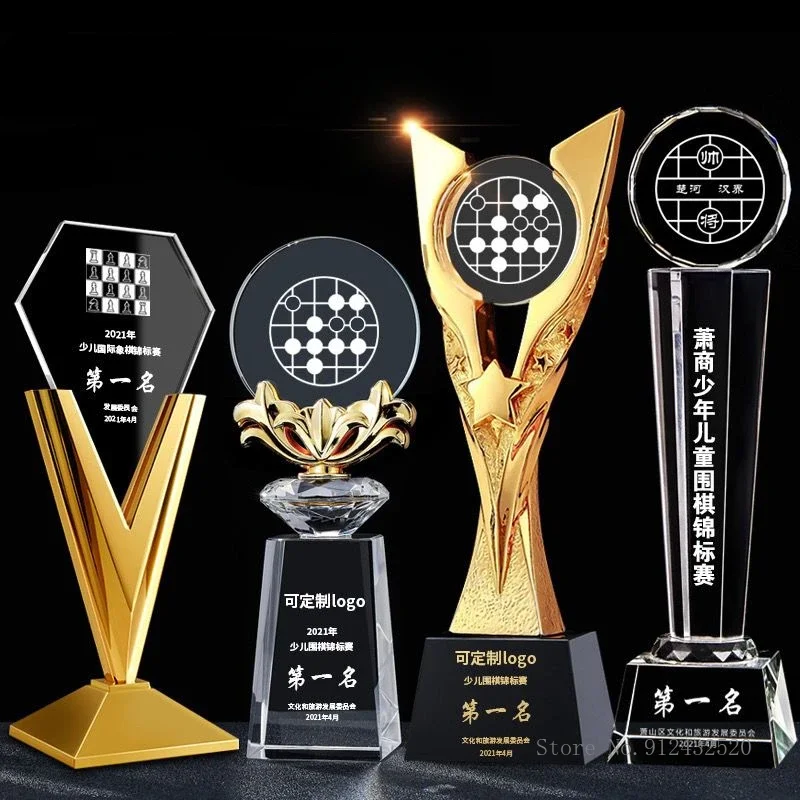 

Индивидуальный Go Crystal Trophy Отличные международные шахматные шашки Gobang Конкурс Homedecor Награда Honor Надпись Медаль 1 шт.