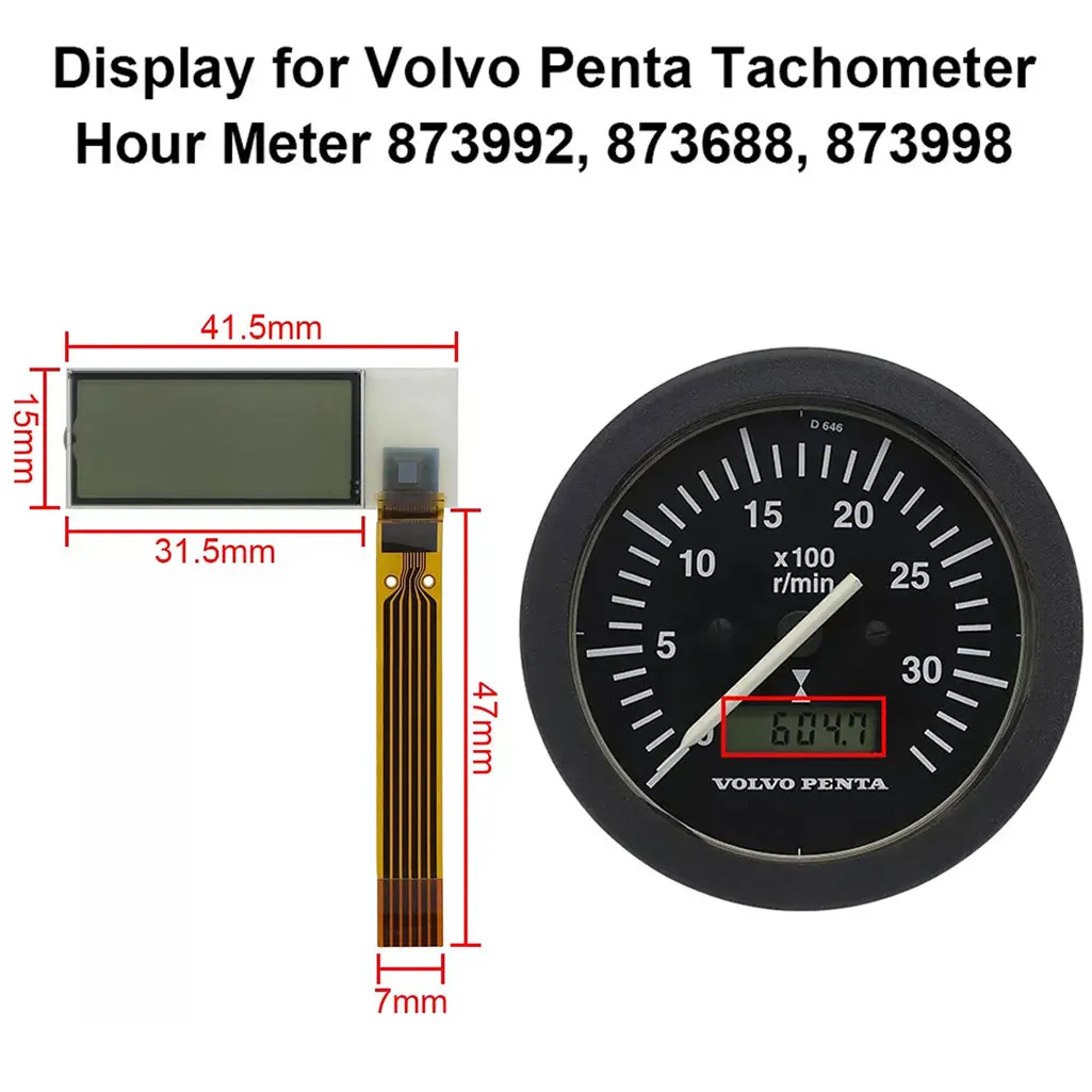 

Для Volvo Penta ЖК-дисплей тахометр счетчик часов, совместимый с номерами деталей 873992 873686 873688 873998