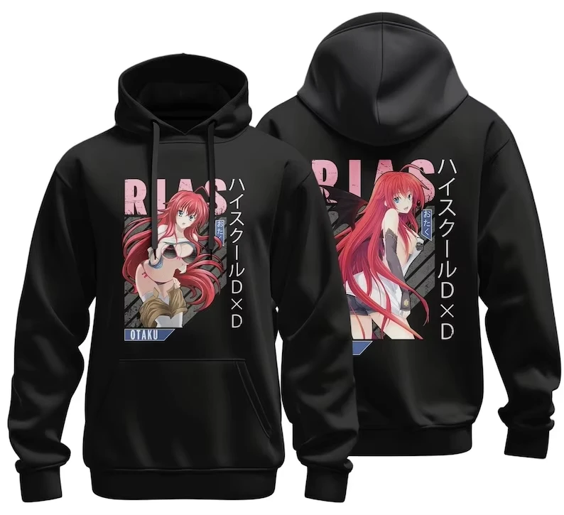 Rias Gremory Black Hoodie & T-Shirt – High School DxD Anime Inspired Apparel – Sizes S-XL, Perfect Gift for Anime Fans