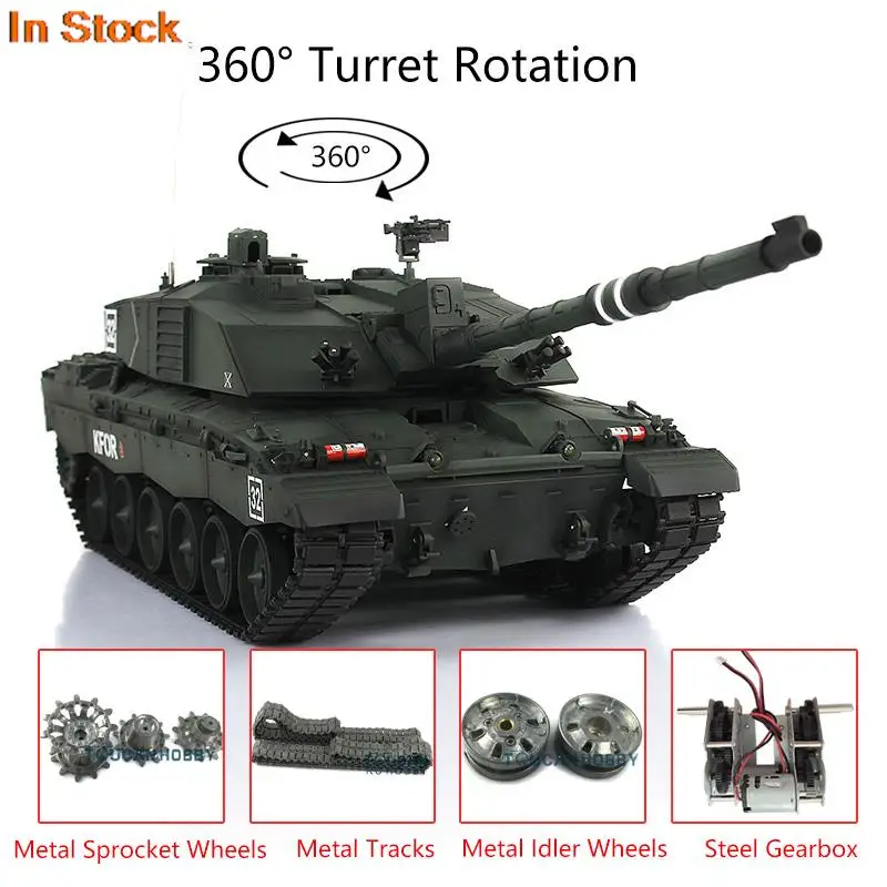 Heng Long 1/16 Dark Green 7.0 Upgrade Challenger II RC Tank 3908 W/ 360° Turret Infrared Army Toys DIY BB Unit for Boy TH17748