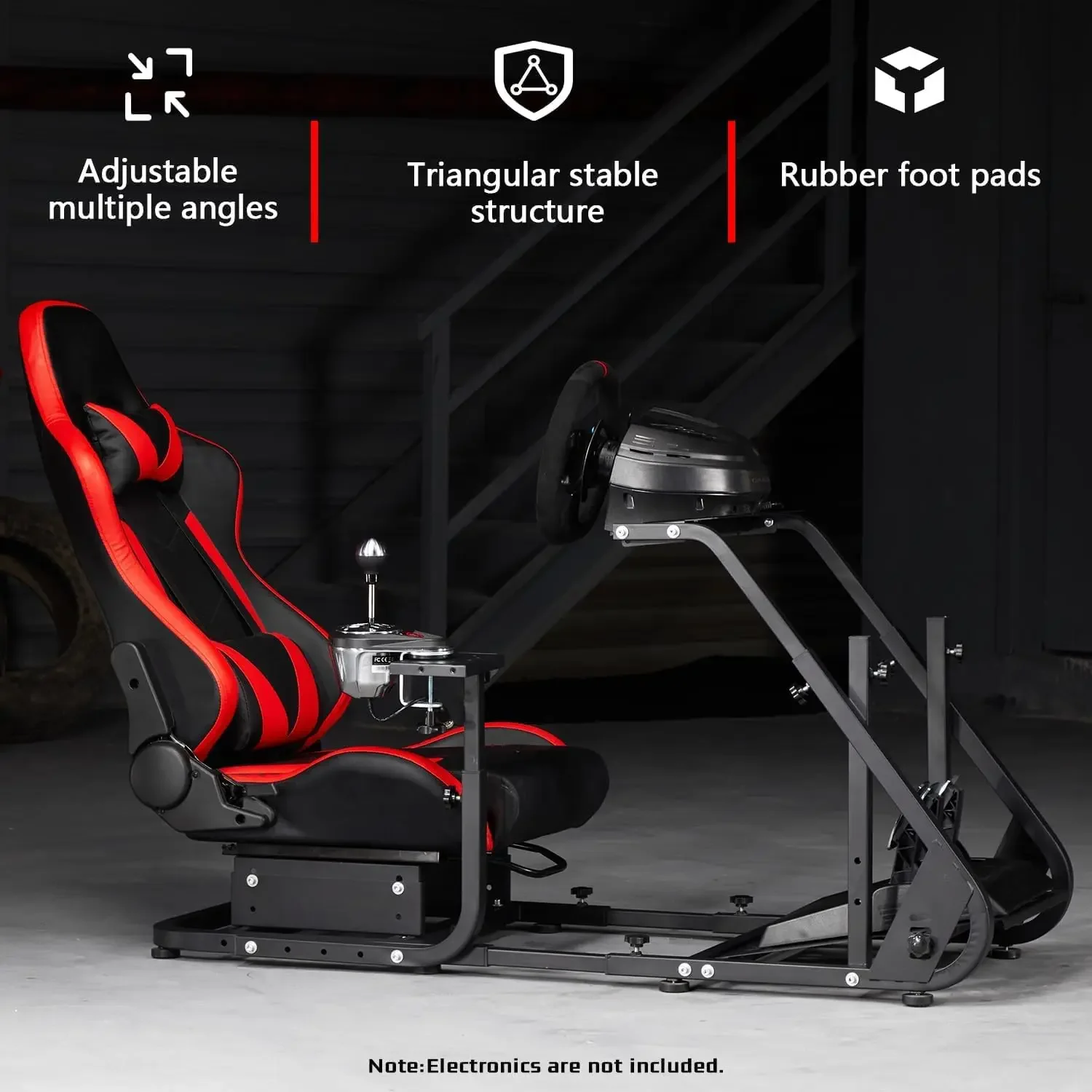 G923 Rennsimulator: Roter Sitz, passend für Logitech/Fanatec/Playstation, montierbares Display, (keine Rad/Pedale)