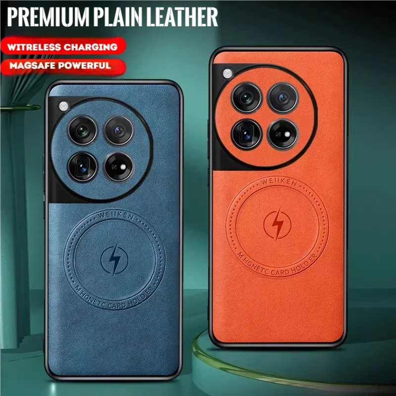 

Luxury Business Leather Magnetic Phone Case For Oneplus 13 12 11 10 9 Pro MagSafe Full Lens Protection Wireless Charging Cover