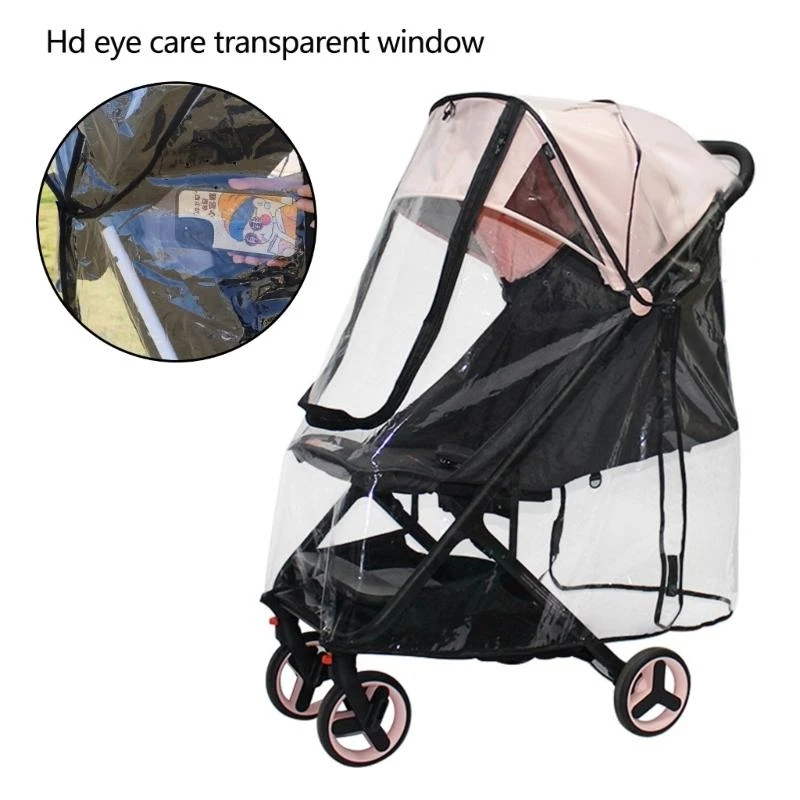 

Q81A All Season Baby Strollers Rain Cover Clear EVA Pram Canopy Foldable Cart Protector Case for Travel Shopping