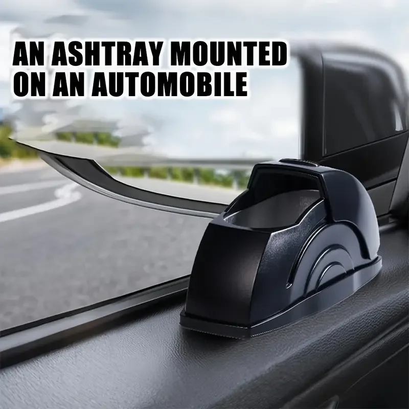 

2pcs Car Vehicle-Mounted Ashtray Universal Portable Sliding Lid Ashtray Black Plastic Self-Adhesive Ashtray Car Accessories