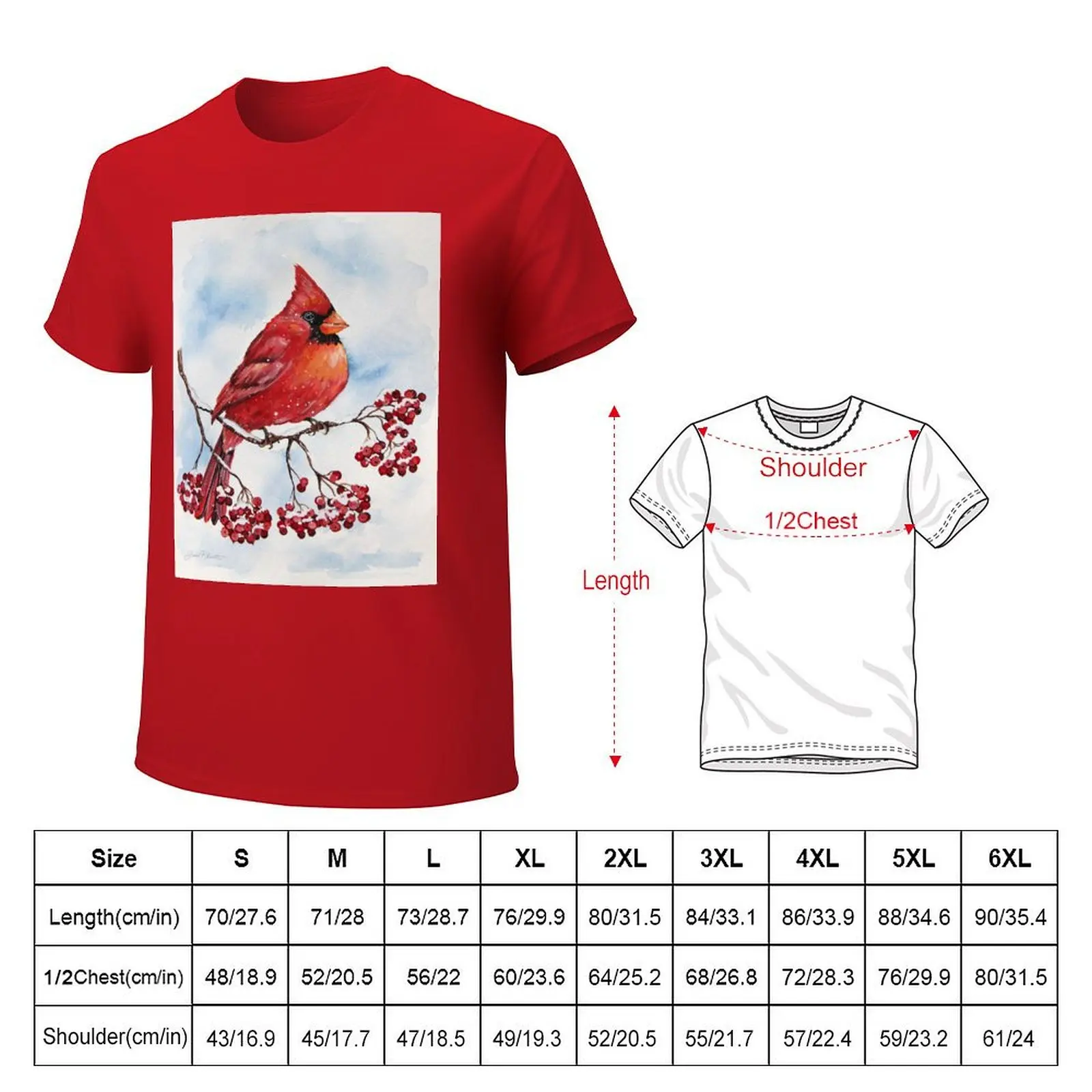 Cardinal And Winter Berries-JP3893 T-Shirt vintage clothes boys whites men t shirts