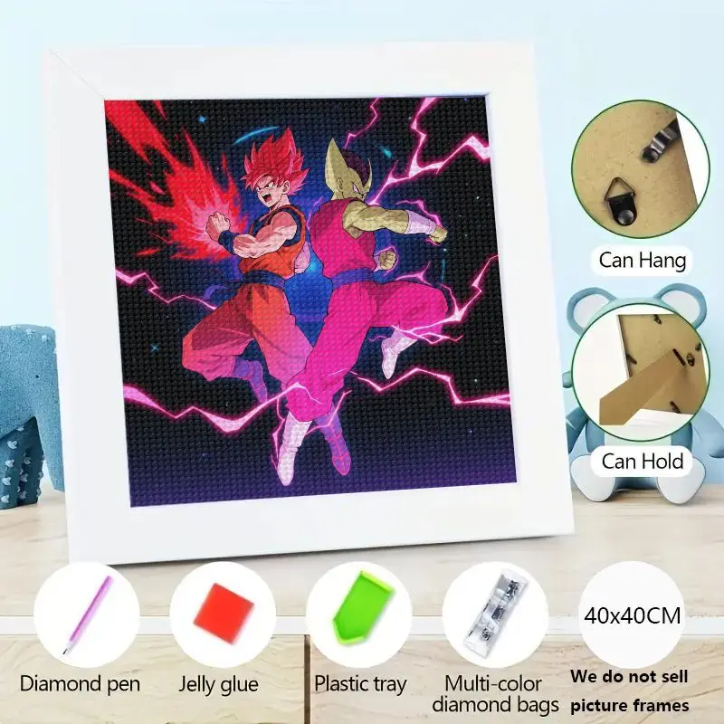 Kit de pintura de diamante 5D DIY de Anime, Dragon Ball Z Goku Super Saiyan God vs Golden Frieza, escena de batalla épica, taladro cuadrado completo, 1 ud.
