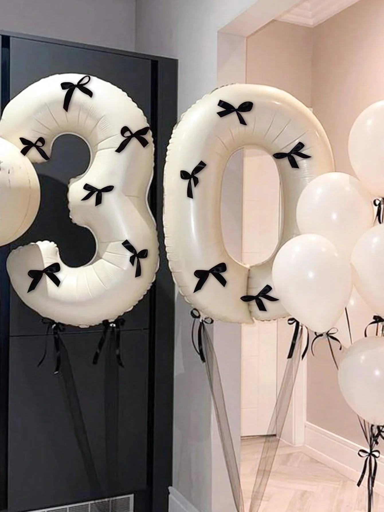 7 Stück/Set 40 Zoll rote Zahlenballons, schwarze Schleife Nummer 0-9 geformte Luftballons für Geburtstagsfeier, Jubiläumsdekoration – Detail 11