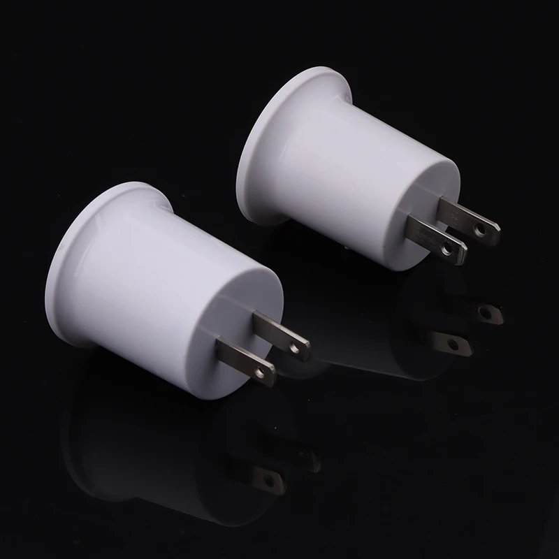 New 1Pc America European Plug E27 Lamp LED Bulbs Base E27 To EU US Plug Lamp Holder Converter Socket Adapter White Light Socket