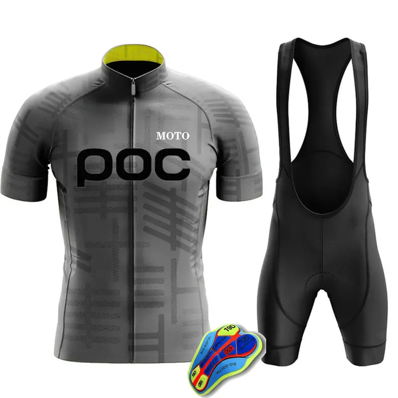 2025 MOTO POC Cycling Jersey Sets Men's Bicycle Short Sleeve Cycling Clothing Bike Maillot Cycling Jersey Bib Shorts 19D GEL Pad